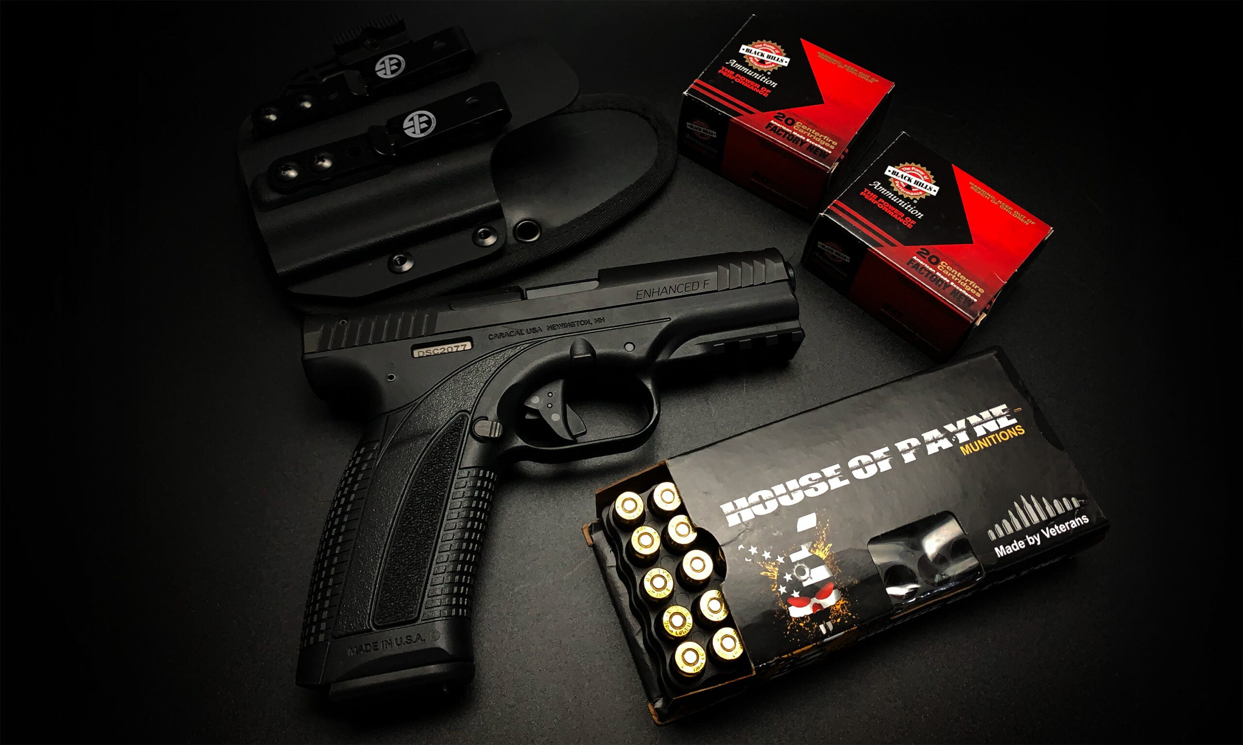 Caracal Enhanced F 9mm pistol with Quick Sight System on range