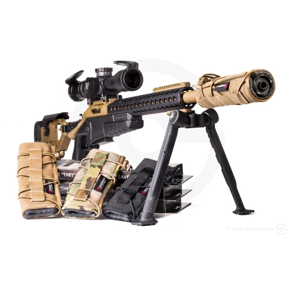 Rifle suppressor with high temperature suppressor cover mounted on barrel