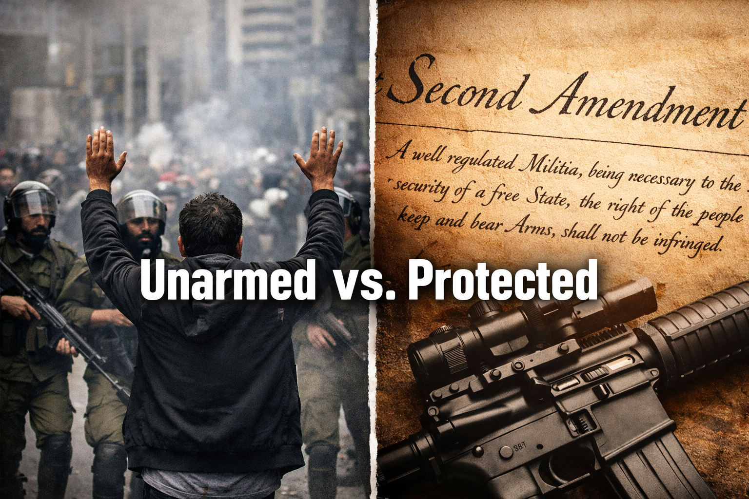 Protests in Iran with armed security forces confronting unarmed civilians