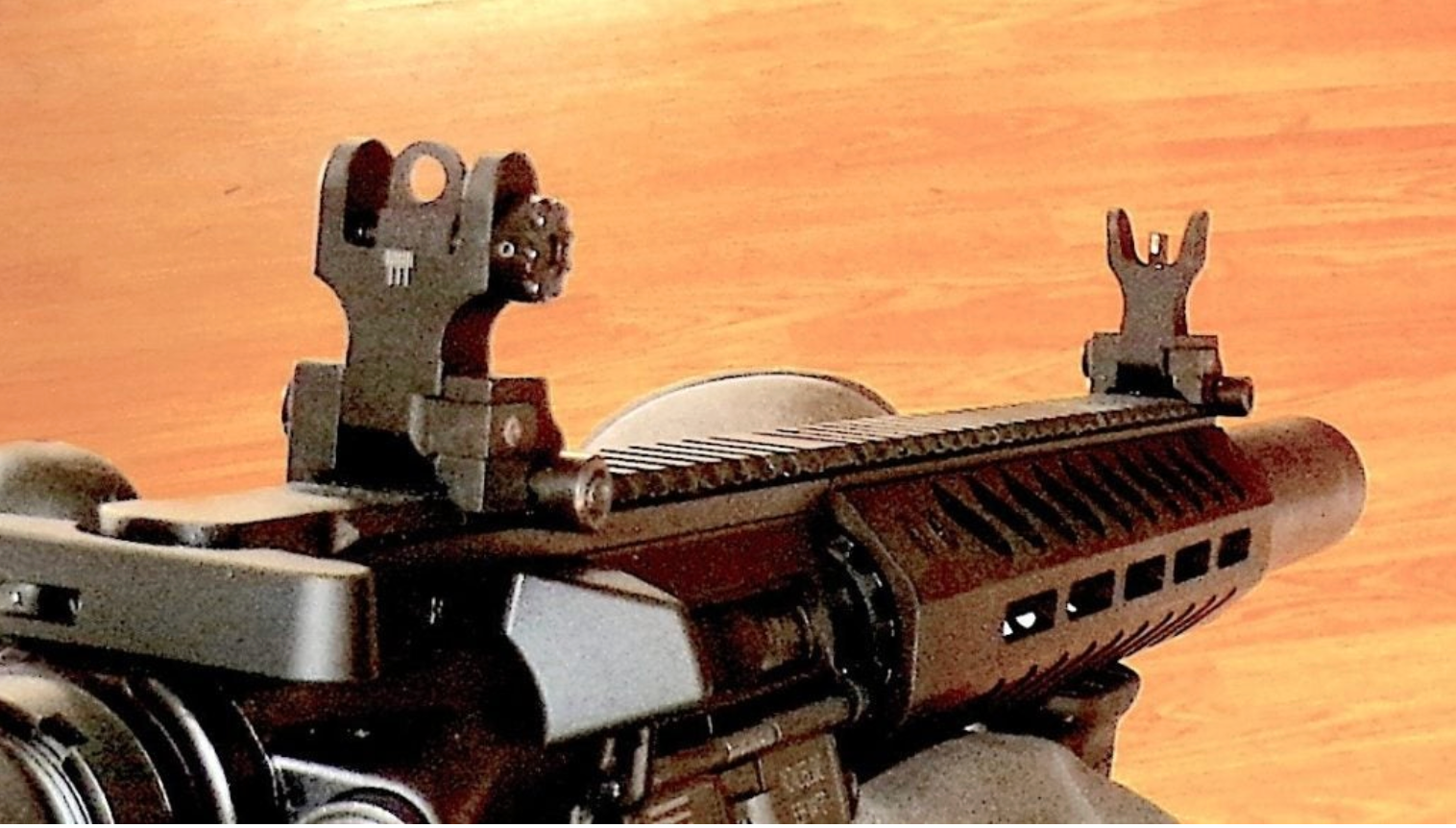 XS flip-up AR iron sights with tritium front post mounted on AR15 rifle