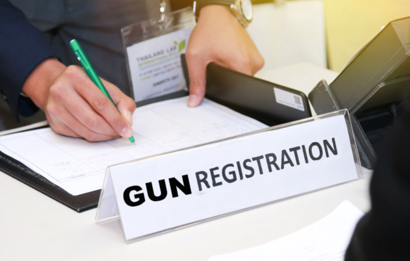 gun registration paperwork being filled out