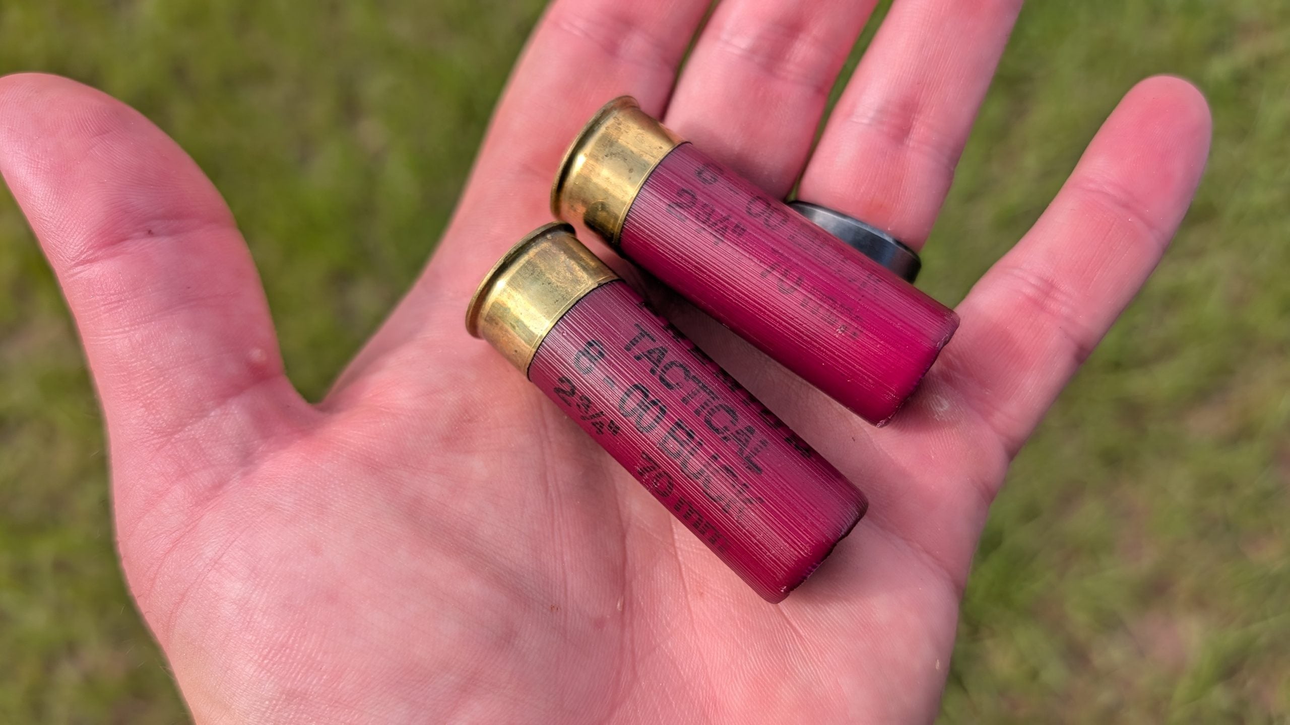 two 12 gauge shells using Federal FliteControl.