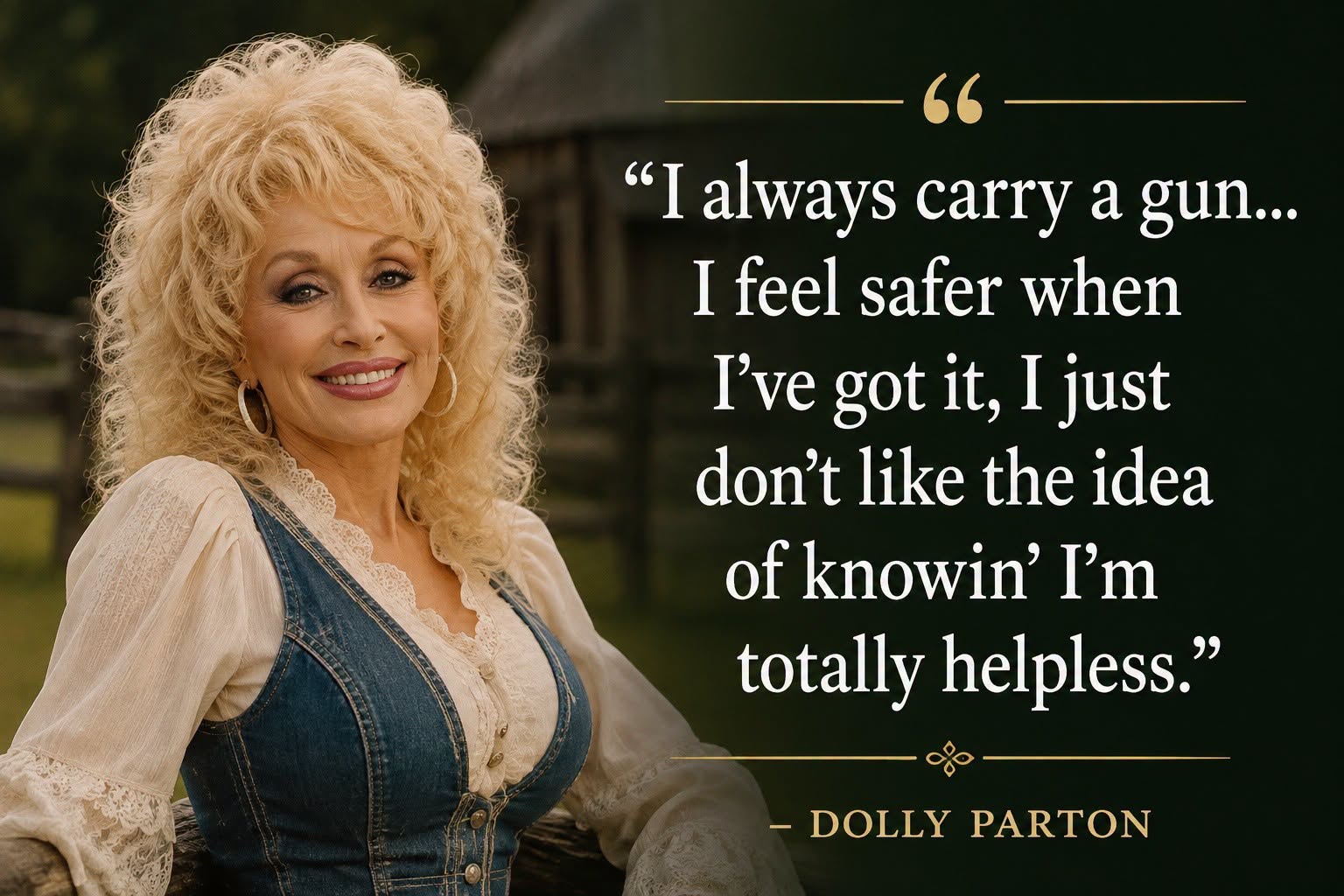 Dolly Parton, who said she carried a .38 pistol for self-defense