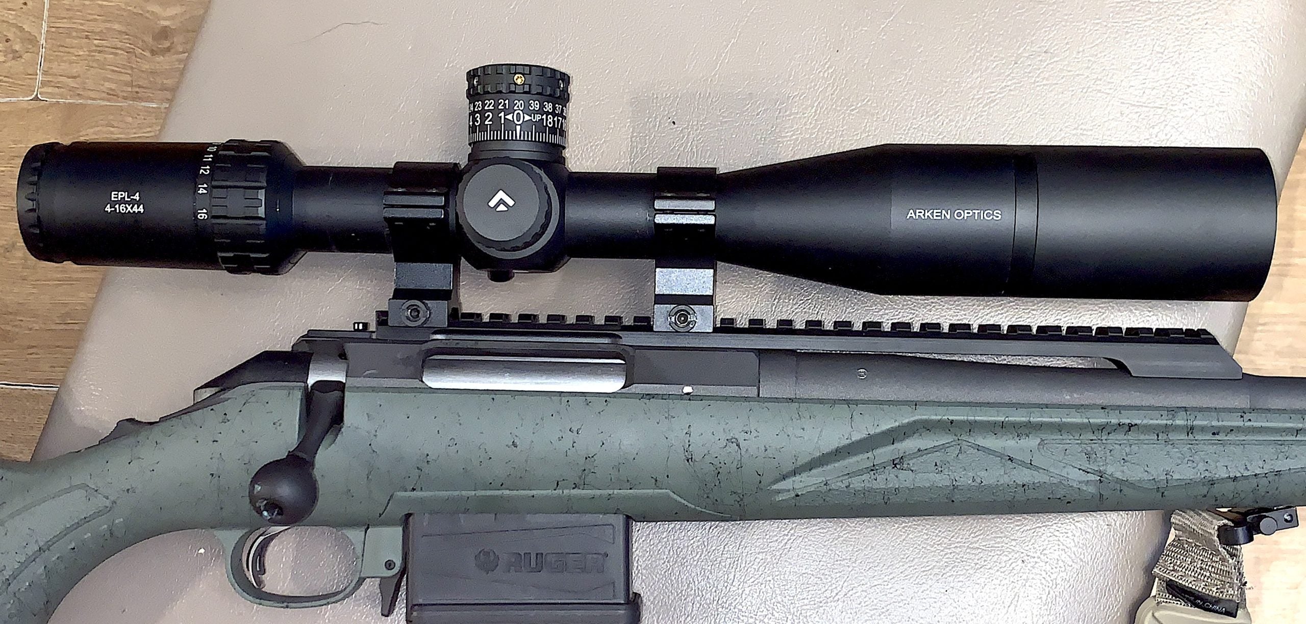 Arken EPL-4 4-16x44 scope mounted on Ruger Scout rifle