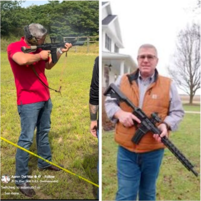 Aaron Del Mar firing a machine gun at an Illinois range event